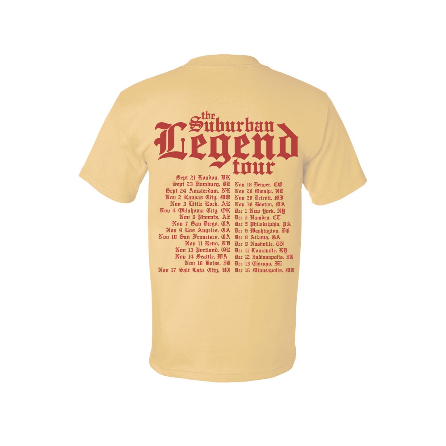 2023 Suburban Legend Tour Tee (Light Yellow)